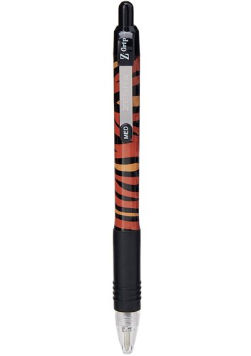 Zebra Z-Grip Animal Ballpoint Pen Tiger Print Medium Point Black (Pack 12) - 16802 Ballpoint & Rollerball Pens 37241ZB