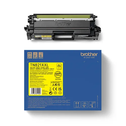 BRTN821XXLY | This genuine replacement TN821XXLY yellow super high yield toner cartridge, is design to produce crisp clear print outs, time and time again.  Compatible with a range of printers, our easy to install cartridges will help you produce long-lasting documents that won’t smudge or fade over time. Brother consider the environmental impact at every stage of your toner cartridge life cycle, reducing waste at landfill. All our hardware and toner cartridges are built to have as little impact on the environment as possible. Genuine Brother TN821XXLY Laser toner cartridge - worth it every time. 