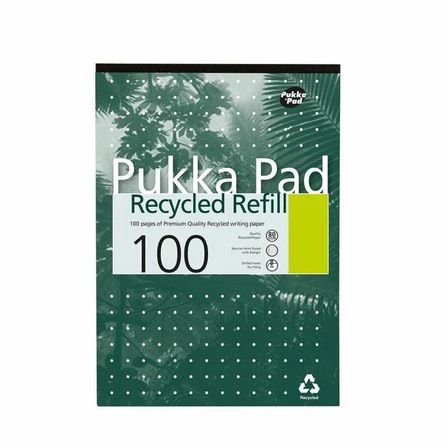 Pukka Pad Recycled Refill Pad A4 100 Recycled Pages 80gsm 4 Hole Punched (Pack 6) RCREF50