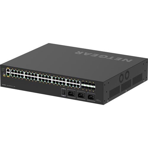 NETGEAR M4250-40G8XF-POE++ MANAGED SWITCH (p/n GSM4248UX-100EUS). Switching engineered for 1G AV over IP with rear-facing ports ensuring a clean integration in AV racks. Pre-configured for out of the box functionality!