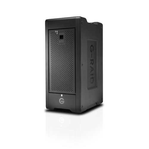 A transportable 8-bay hardware RAID solution with Thunderbolt 3 (40Gbps) and USB-C (10Gbps) interfaces offering content professionals 96TB of colossal capacity and high-powered performance for consolidated backup, super-fast access, and real-time video editing. Supports multi-stream 4K, 8K, and VR workflows, RAID 0, 1, 5, 6, 10, 50, and 60 configurations, and provides transfer rates up to 1690MB/s read and 1490MB/s write in default RAID 54. Along with Ultrastar enterprise-class hard drives inside for enhanced reliability and a trusted 5-year limited warranty, the G-RAID  8 is the ultimate storage solution for demanding video workflows on location and in the studio.