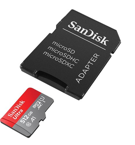 SanDisk Ultra 512GB MicroSDXC UHS-I Class 10 Memory Card and Adapter 8SD10375426 Buy online at Office 5Star or contact us Tel 01594 810081 for assistance