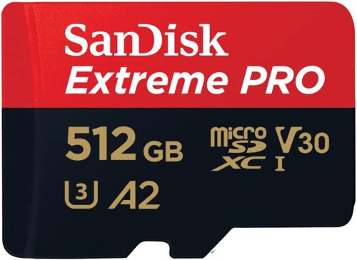 SanDisk Extreme PRO 512GB MicroSDXC UHS-I Class 10 Memory Card and Adapter Flash Memory Cards 8SD10367804
