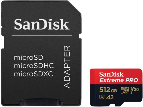 SanDisk Extreme PRO 512GB MicroSDXC UHS-I Class 10 Memory Card and Adapter SanDisk