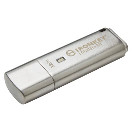 Kingston IronKey Locker 50 USB Flash drive provides consumer-grade security with AES hardware-encryption in XTS mode, including safeguards against BadUSB with digitally-signed firmware and Brute Force password attacks. LP50 is also TAA compliant.LP50 now supports multi-password Admin and User option with Complex or Passphrase modes. Complex mode allows for passwords from 6-16 characters using 3 out of 4 character sets. New passphrase mode allows for a numeric PIN, sentence, list of words, or even lyrics from 10 to 64 characters long. Admin can enable a User password, or reset the User password to restore access to data. To aid in password entry, the eye symbol can be enabled to reveal the typed in password, reducing typos leading to failed login attempts. Brute Force attack protection locks out the User upon 10 invalid password entries in a row and crypto-erases the drive if the Admin password is entered incorrectly 10 times in a row. Additionally, a built-in virtual keyboard shields passwords from keyloggers or screenloggers.Locker 50 is designed for convenience with a small metal casing and built-in key loop to take data anywhere. LP50 also features optional USBtoCloud by ClevX backup to access data on the drive from your personal cloud storage through Google Drive, OneDrive Microsoft, Amazon Cloud Drive, Dropbox or Box. LP50 is easy for anyone to setup and use, with no application installation required; all the software and security needed is already on the drive. Works on both Windows and macOS so users can access files from multiple systems.