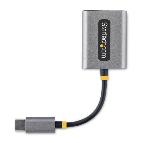 8STUSBCAUDIOSPLIT | This USB Type-C Headphone Splitter enables two 3.5mm audio connections. The 3.5mm ports accept 4-pole 3.5mm TRRS connectors and support simultaneous stereo audio output and headset/microphone input. The adapter also features an integrated 2.75in (7cm) USB-C cable.