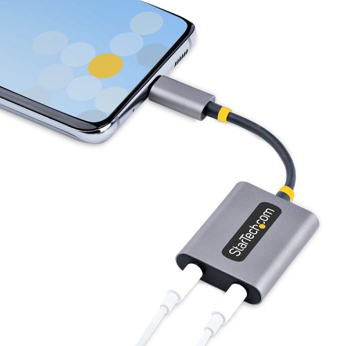 StarTech.com USB-C Headphone Splitter USB Type C Dual Mic Input USB C to 3.5mm Audio Adapter