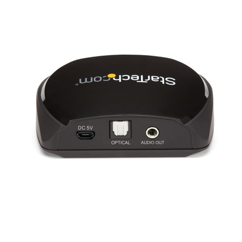 8ST10369283 | Turn your home stereo, or any audio output into a Bluetooth-compatible media gateway with this Bluetooth 5.0 audio receiver that features a HiFi grade Wolfson WM8524 Digital to Analog Converter (DAC), and provides rich and high-quality sound. Digital and Analog outputs This BT receiver lets you connect audio systems that have analogue audio inputs (3.5mm jack) with the included 3.5mm to RCA cable. Alternatively, you can connect to newer audio systems via the Optical output to take advantage of lossless/high-resolution audio files. Increased Transmission Range With Bluetooth 5.0 you can stream to longer distances up to 20m (66ft) of line of distance. Obstructions between the receiver and your mobile devices will decrease the transmission range.