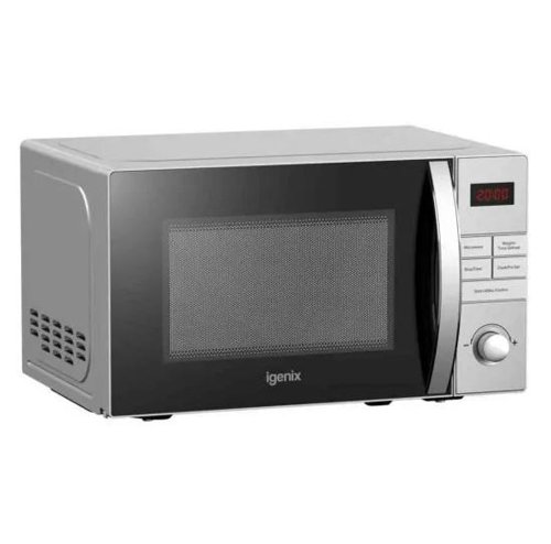 PIK08900 | The Igenix 800W digital microwave IGM0821SS in stainless steel has a capacity of 20 litres. Features 5 power levels and a defrost function. With 8 auto cooking programmes. The turntable is 255mm, wide enough to accommodate a range of plates, bowls and containers. The countdown timer has a maximum timer of 95 minutes.