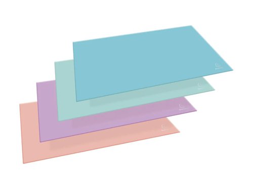 17669EX | The Aquarel line is in beautiful pastel colours, which brings a touch of freshness to your workplace.This wide-format, long length and short depth, desk mat is ideal for today's desktops, with room for keyboard, flat screen and/or notebook.Random colour supplied from Mauve, Pastel Green, Pastel Blue, Coral.