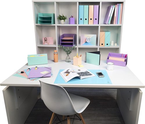 17648EX | The Aquarel line is in beautiful pastel colours, which brings a touch of freshness to your workplace.This wide-format, long length and short depth, desk mat is ideal for today's desktops, with room for keyboard, flat screen and/or notebook.