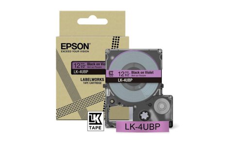 EPC53S672101 - Epson LK-4UBP Black on Purple Tape Cartridge 12mm - C53S672101
