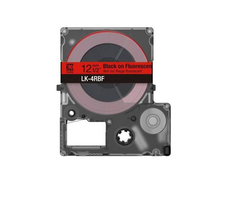 Epson LK-4RBF Black on Fluorescent Red Tape Cartridge 12mm - C53S672099
