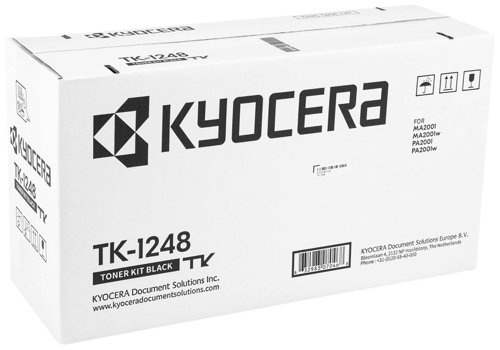 KYTK1248 | For optimum performance Kyocera recommend genuine toner by KYOCERA Document Solutions, which is specially designed for your printer. Toner particles of the incorrect size can lead to poor print quality with streaky grey background or ghosting on the page. KYOCERA Document Solutions toner contains ceramic cleaning beads which are essential to ensure the printer drum is clean and particle free.