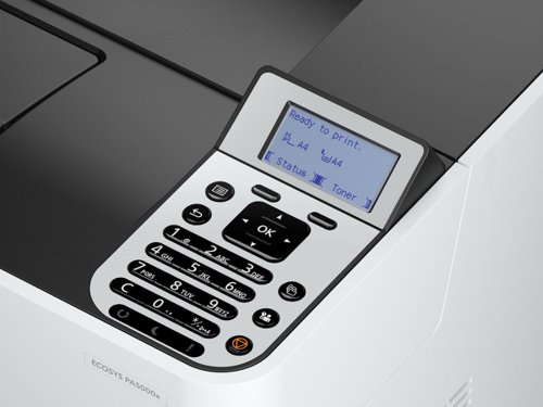 A Real WorkhorseThe high performance of the ECOSYS PA5000x, paired with optimal data protection solutions, make this the perfect fit for small and mid-sized workgroups. With up to 50 pages per minute in excellent 1,200 dpi resolution and fast time to first print of only 5.4 seconds, this ECOSYS combines high productivity with cost savings.