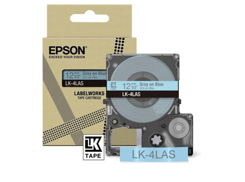 Epson LK-4LAS Gray on Soft Blue Tape Cartridge 12mm - C53S672106