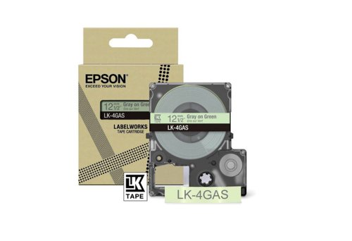 Epson LK-4GAS Gray on Soft Green Tape Cartridge 12mm - C53S672105