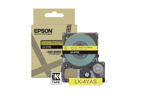 Epson LK-4YAS Gray on Soft Yellow Tape Cartridge 12mm - C53S672104