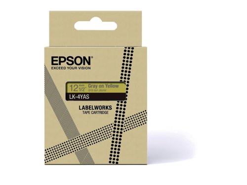EPC53S672104 - Epson LK-4YAS Gray on Soft Yellow Tape Cartridge 12mm - C53S672104