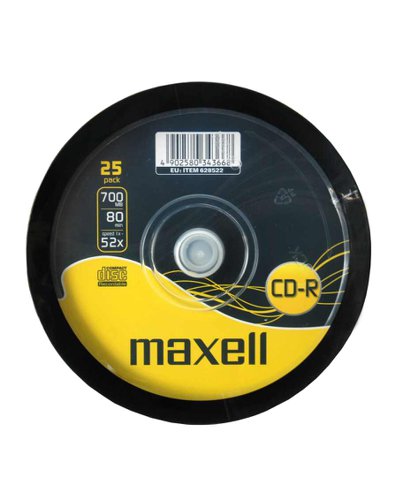 MAX628522 | Maxell CD-R are perfect for storing your music downloads, recording data, videos and photographs etc. With a content capacity of 80 minutes of uncompressed music or a recording capacity of up to 700MB, these disc are optimal for your storage needs. Write once CD makes it unalterable and are ideal for archiving precious files. Suitable for most CD or DVD/CD players, computer drives and game consoles.
