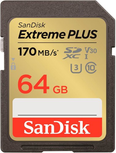 Move your photos and videos with this SanDisk SDSDXW2-064G-ANCIN Extreme PLUS memory card. The QuickFlow technology delivers rapid file transfer with read speeds of up to 170MB/sec., while the rugged construction offers long-lasting use. This SanDisk Extreme PLUS memory card boasts 64GB of storage space to accommodate large media files, and the SDXC interface is compatible with a variety of devices.