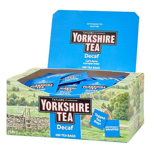 Yorkshire Tea Decaffeinated Tea Bags Enveloped and Tagged (Pack 200) 0403540