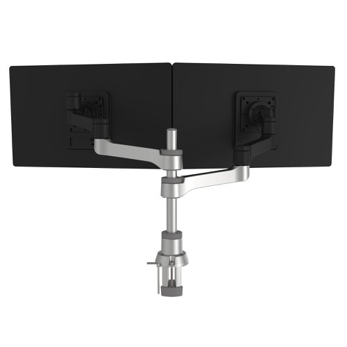 R-Go Zepher 4 C2 Dual Monitor Arm Desk Mount Adjustable Circular Black/Silver RGOVLZE4TWSI