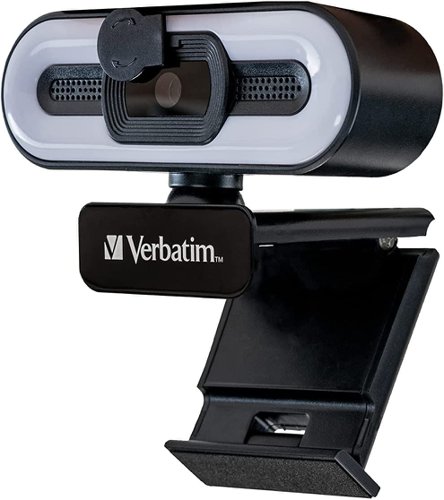 VER49579 | Setup your workspace professionally, whether you are at home or in the office, with the versatile Verbatim AWC-02 webcam. Keep your video calls crystal clear with Full 1080p HD resolution and 30fps at 2K. The webcam can be rotated 360° to get the best position and with a 72 degree field of view, the camera captures head and shoulders plus some of your background, giving a glimpse into your workspace.Choose from 3 light modes; warm light, medium light or cold light (or off entirely) depending on preference. Designed for streaming, the lighting can be changed quickly and easily via a button on top of the camera. The autofocus function ensures that your face remains clear on camera while the auto white balance adjusts the image for well-exposed lifelike colours.The AWC-02 comes equipped with an integrated omnidirectional microphone, delivering crisp, clear audio up close while also picking up voices from up to 4 metres away. The webcam also comes with a privacy lens cover to provide peace of mind and protect the lens when the camera is not in use.Th webcam can be attached to the top of a laptop screen with the clamp. This also has an anti-clip surface ensuring it remains stable in use on the laptop or on a desktop. it can also be used with a tripod (not included) to get the perfect height and placement for video calls. Verbatim AWC-02 webcam supports a variety of the most popular video conference software, including: Zoom, Teams, OBS, Facebook, YouTube, Xbox one, XSplit, Skype, Twitch and Google Meet. Simple and easy to use, just plug into a USB-A port, set it up in your workspace and you're ready to go.