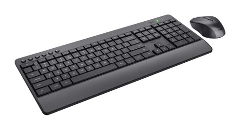 8TR24533 | Comfortable wireless keyboard-and-mouse set with silent keys and buttons, made with recycled materials.