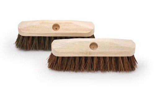 17725CP | Use this wooden deck scrub, complete with a 4 ft handle, for a variety of outdoor tasks including clearing driveways, decks and patios. It's extra stiff PVC bristles effectively lift and remove dirt, debris, moss etc.