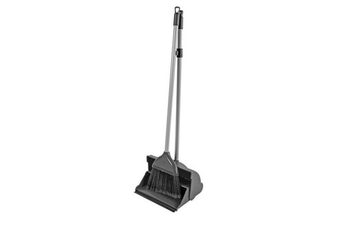 Good value dustpan and brush set for everyday litter and dust clearing. Dustpan has a rubber lip to keep it flush to the floor, and swing-up action to collect debris efficiently. Lightweight brush clips to dustpan handle, and the set hangs up for easy storage when not in use.