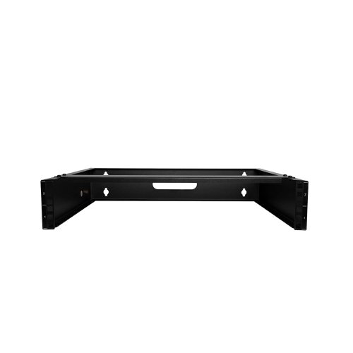8ST10366150 | The 2U 14in deep wall mounting bracket for patch panels delivers a sturdy and dependable equipment storage option, allowing you to wall mount data/IT equipment for a more efficient and accessible operating environment. It's the perfect solution for areas where space is at a premium like SoHo (small office, home office) environment, or space limited server room because it doesn't take any floor space. The mounting bracket features an all-steel design and is suitable for mounting patch panels, or other slim 19in equipment to a wall, and to organize cabling or equipment in your network closet, wiring closet, back office, or IDF. The sturdy steel construction is especially helpful for durability and stability. Also, because The open frame wall rack's mounting holes are positioned 16in. apart, allowing you a simple and secure wall-stud anchoring to your existing construction framework.