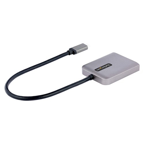 8ST10378495 | This USB-C to DisplayPort MST Hub enables a connection to two DisplayPort monitors, using a DisplayPort Alternate Mode (DP Alt Mode) capable USB-C host device.4K at 60Hz with HDRMulti-Stream Transport (MST) technology combines multiple video signals into a single output signal/stream. This MST Hub separates the single input stream into two independent signals, one for each DisplayPort-enabled display. Support for High Dynamic Range (HDR) offers increased contrast, brightness, colours, and luminosity.Multitasking Made EasyConfigure the dual-DP displays in extended or mirrored mode. Create a high-performance workstation by adding two independent 4K 60Hz displays. This empowers increased multi-tasking across your organization, resulting in increased productivity.Hassle-Free SetupWindows devices supporting DP Alt Mode over USB-C feature native support for MST. This USB-C to DP hub is compatible Thunderbolt 3/4 and USB4-enabled Windows devices with 11th generation (and later) processors. Plug-and-play installation, with no drivers or software required. The 12in (30cm) built-on cable provides options for flexible installation configurations, reducing the amount of strain on ports and connectors. Additionally, this dual-monitor splitter is bus-powered, requiring no external power source.This product is backed for 3 years, including free lifetime 24/5 multilingual technical assistance.