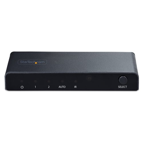 8ST10377310 | This 2-Port HDMI Video Switch enables two HDMI sources to connect to a single HDMI input on a display.8K 60Hz ResolutionThe HDMI Switcher supports resolutions of up to 8K 60Hz. In addition, it supports lower resolutions at higher refresh rates, such as 4K 144Hz, 4K 120Hz, and 1080p 240Hz.This Video Switch is HDMI 2.1 complaint and supports features such as Variable Refresh Rate (VRR), Auto Low-Latency Mode (ALLM), and Consumer Electronics Control (CEC). It is backwards compatible with HDMI 2.0 (and lower) devices.Automatic or Manual OperationThe 8K Video Switch features three options for selecting the source device. Automatic mode detects and selects the most recently activated source device or it will revert to the last active source device. Manual mode selects the desired port, using the push buttons, or with the included remote control (batteries not included). The remote control can enable or disable the automatic switching mode and it can disable the IR functionality.Flexible Installation OptionsUse the included USB wall charger and 2.5ft (78cm) USB Micro-B cable to power the unit. If a wall outlet is unavailable, the 8K Switch can be powered through a 5V 1A USB port as well.The included mounting kit and rubber feet enable versatile installation options. The metal housing enhances durability, making it suitable for installation and use in a variety of environments.This product is backed for 2-years by StarTech.com, including free 24/5 multi-lingual technical assistance.