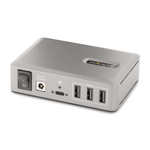 8ST10379984 | Add ten USB 3.2 Gen 2 (10Gbps) ports (8x USB-A, 2x USB-C) to a USB-C computer using this 10-Port USB-C Hub. The USB Hub is self-powered with an included power adapter. The USB Hub features Overcurrent Protection (OCP). OCP aids in preventing peripherals from overdrawing power, avoiding USB device dropouts and computers from shutting down unexpectedly. Support for Wake On USB enables USB communications, from devices connected to the hub, to take the computer out of standby or other power saving/sleep modes.High Performance USB 3.2 Gen 2 (10Gbps) HubThe USB Hub shares 10Gbps of bandwidth from the USB host device, enabling high-speed data transfers for high-performance applications. The USB hub is backward compatible with previous USB versions, including USB 3.2 Gen 1 (5Gpbs), USB 2.0 (480Mbps), and USB 1.1 (12Mbps). It features eight USB-A ports and two USB-C ports. This combination of ports enables support for a wide range of modern and legacy USB devices, such as external storage devices (e.g., thumb drives, HDDs/SSDs), HD Cameras (e.g., webcams), mice, keyboards, and USB headsets.Power and Charge USB DevicesThe USB hub is self-powered, using the 65W power adapter. The hub features two USB BC 1.2 ports (1x USB-A, 1x USB-C), each providing 2.4A (12W) of power simultaneously, making it ideal to charge battery powered USB devices like smartphones, and tablets, while also providing a data connection. These ports will provide power with or without a host computer connected, with support for both CDP (Charging Downstream Port) & DCP (Dedicated Charging Port) applications. The hub features seven USB-A, and one USB-C port that each provide the USB 3.2 standard of 0.9A (4.5W) of power. The included power adapter ensures that all ports will always provide specified power regardless of how many devices are connected.USB-IF Certified Host CableA high-quality USB-IF certified USB-C host cable is included. The cable features a screw-locking, connector to ensure a secure and reliable connection to the USB hub. The Thermoplastic Elastomer (TPE) cable jacket is softer and more flexible than PVC jacketed cables.Plug-and-Play InstallationThe 10-Port USB Hub is OS independent supporting all operating systems, including Windows, macOS, ChromeOS, iPadOS and Android. Installation is automatic upon connection to a host computer.Mount the USB Hub to a wall, desk, or VESA mount, using StarTech.com hub mounts: SSPMSVESA or SSPMSUDWM.Enhance Productivity and Device Management with the StarTech.com Connectivity Tools ApplicationDeveloped to improve performance and security, StarTech.com Connectivity Tools is the only software suite on the market that is compatible with a wide variety of IT connectivity accessories. The applicable software for this product is the USB Event Monitoring Utility. Use this utility to track and log any connected USB devices.This product is backed for 2-years by StarTech.com, including free lifetime 24/5 multi-lingual technical assistance.