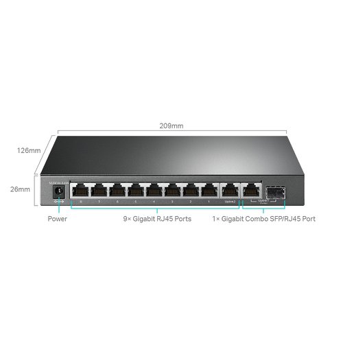 TP-Link 10-Port Gigabit Easy Smart Switch with 8-Port PoE Plus Ethernet Switches 8TPTLSG1210MPE