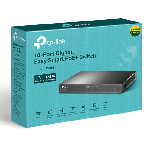 TP-Link 10-Port Gigabit Easy Smart Switch with 8-Port PoE Plus Ethernet Switches 8TPTLSG1210MPE
