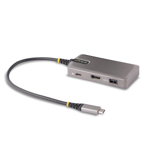 8ST104BUSBCMP | This Works With Chromebook (WWCB) certified USB-C Multiport Adapter supports up to 4K 60Hz HDMI 2.0b (HDR10) via DP Alt Mode. The USB-C dock converts a USB-C laptop or tablet, such as a Chromebook, Dell XPS, or a MacBook, into a workstation. The adapter connects to your host computer's USB-C, USB4, or Thunderbolt™ 3/4 port. It features one HDMI video output, and a 3-Port USB Hub (1x USB 3.2 Gen 1 5Gpbs, 2x USB 2.0 480Mbps). Connect a laptop USB-C power supply to the dedicated USB Power Delivery (PD) 3.0 port, located on the Multiport Adapter, to charge the laptop. The Multiport Adapter features an extra-long built-in 12-inch (30 cm) USB-C host cable.Works With Chromebook (WWCB) certifiedThis USB-C Multiport Adapter is tested and certified to meet Google's compatibility standards ensuring seamless operation with Chromebook devices. The Multiport Adapter is ideal for setup and deployment in business and education environments. Automatic firmware updates are available through ChromeOS for maximum security, compatibility, and performance.Connect USB PeripheralsThe USB-C to USB-A hub features three USB Type-A ports, including one USB 3.2 Gen 1 (5Gbps) port, and two USB 2.0 (480Mbps) ports for connecting USB peripherals.Multiple Use CasesA versatile dock solution for use at your office, home office, hotel, or in the boardroom. It's portable enough to be carried in a bag or backpack. This lightweight USB-C Adapter can operate with bus-power alone, or use the dedicated USB-C Power Delivery port to connect a USB-C power adapter (not included with Multiport Adapter) for laptop charging.Charge Your LaptopConnect a USB-C power source (not included), such as the power adapter included with a laptop, to the USB-C Power Delivery pass-through port. With support for USB Power Delivery 3.0 pass-through (up to 100W), the USB Type-C Multiport Adapter allows you to power and charge your laptop. USB PD 3.0 features Fast Role Swap (FRS) to prevent USB data disruption when disconnecting the power source.Enhance Productivity and Device Management with the StarTech.com Connectivity Tools ApplicationDeveloped to improve performance and security, StarTech.com Connectivity Tools is the only software suite on the market that is compatible with a wide variety of IT connectivity accessories. The software suite includes:Advanced Windows Layout Utility: Setup and save custom windows layouts.USB Event Monitoring Utility: Track and log connected USB devices.This product is backed for 3-years by StarTech.com, including free lifetime 24/5 multi-lingual technical assistance.This product works with devices capable of running the latest version of ChromeOS and has been certified to meet Google's compatibility standards. Google is not responsible for the operation of this product or its compliance with safety requirements. Android, Chromebook and the Works With Chromebook badge are trademarks of Google LLC. Thunderbolt is a trademark of Intel Corporation.