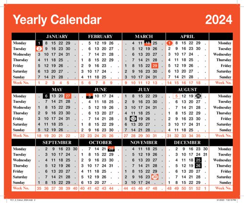 ValueX Calendar Year To View 2024 - YC1