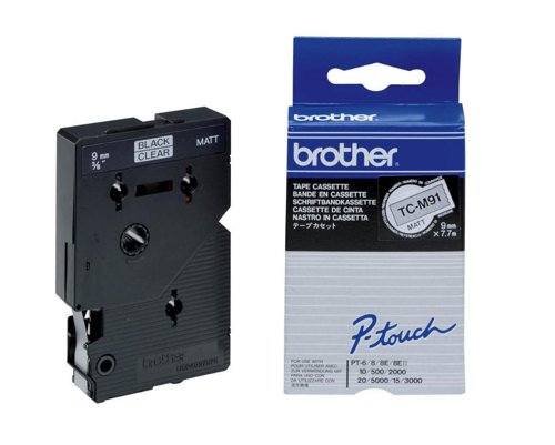 Brother Black On Clear PTouch Ribbon 9mm x 7.7m - TCM91 Label Tapes BRTCM91