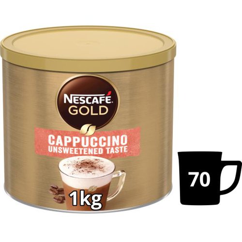 Only quality coffee beans make their way into our NESCAF‰ GOLD Cappuccino Unsweetened Taste. Enjoy an expertly prepared cappuccino which is made from a blend of roasted coffee beans and fresh milk from British dairy farmers. Instant cappuccino is easy to prepare, whenever your customers fancy it.