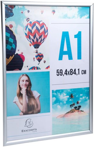 14907EX | The Exacompta aluminium wall frame allows you to display information and can be used both horizontally and vertically.The frame is opened from the front by lifting its wide bevelled aluminium edges for easy poster changing.The anti-reflective screen allows the sign to be viewed perfectly from any angle, without being obscured.It is easily fixed to the wall using the screws provided.