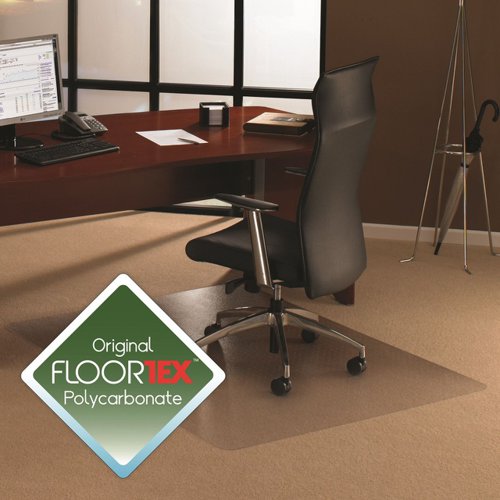 Ultimat Polycarbonate Office Chair Mat Floor Protector for Carpets up to 12mm 120 x 100cm Clear - UFR1110023ER 11406FL