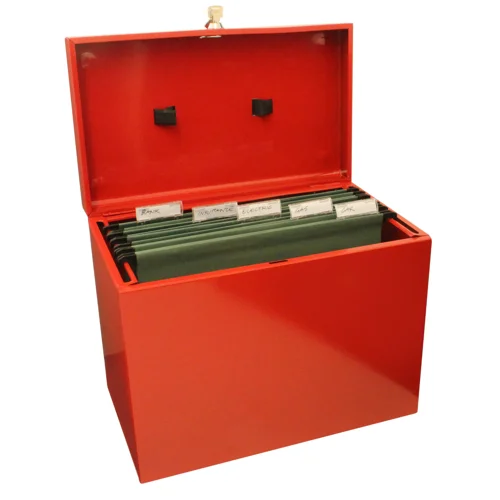 ValueX Cathedral Metal Suspension File Box A4 Red - FPA4RD Portable Suspension Filing 14319CA