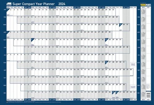 Sasco Super Compact Year Wall Planner 2024 Unmounted W400 x H285mm - 2410217