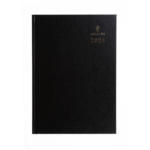 Collins 47 Diary A4 2 Page per Day 2024 Black 819775