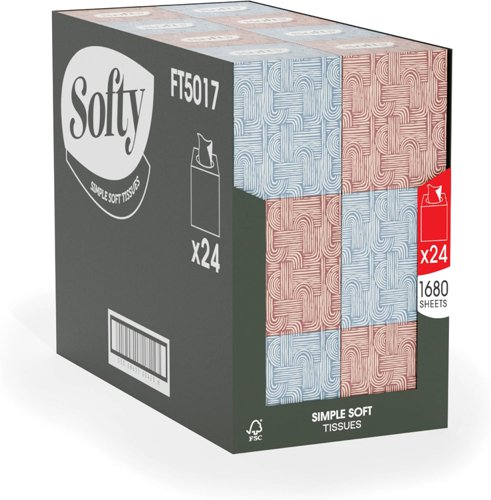 Softy Facial Tissue Cube 2 Ply 70 Sheet White (Pack 24) 1103003