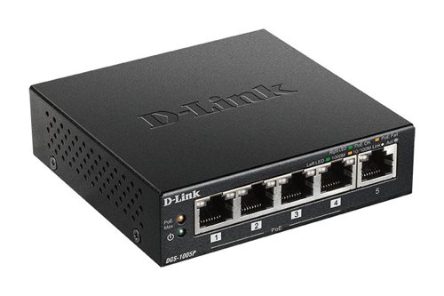 D-Link 5 Port Desktop Gigabit Power over Ethernet Plus Switch Ethernet Switches 8DLDGS1005PB