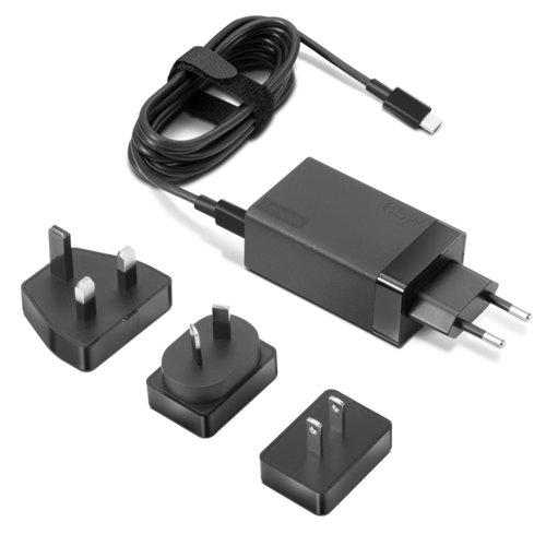 8LEN40AW0065 | Streamline your life with a 65w USB-C AC travel adapter. Changing the way you travel for business or pleasure, the Lenovo 65W USB-C AC Travel Adapter eliminates the need for multiple chargers. Power your USB-C devices any time with 4 interchangeable plugs (US, EU, AU, UK) for 100V - 240V outlets at hotels, cafes, or airports. When you’re done, just pack the compact adapter in the included pouch, and you’re ready to adventure.