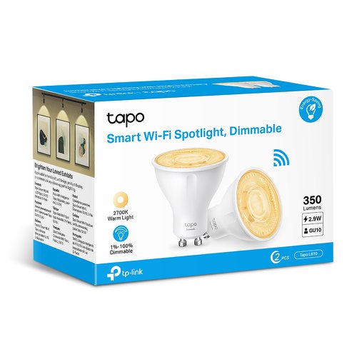TP-Link Tapo Smart Wi-Fi Spotlight Dimmable Lightbulbs 2 Pack 8TP10373300 Buy online at Office 5Star or contact us Tel 01594 810081 for assistance